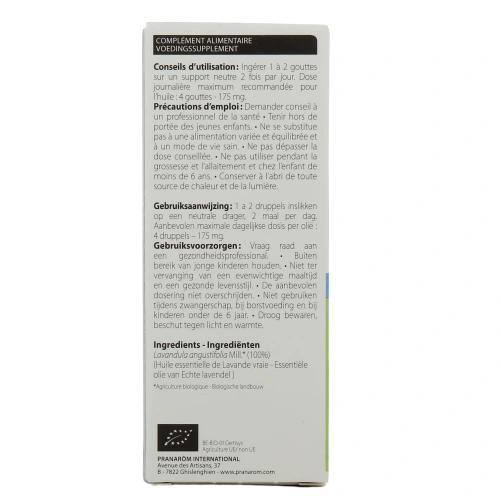 Pranarôm Huile Essentielle de Lavande Vraie