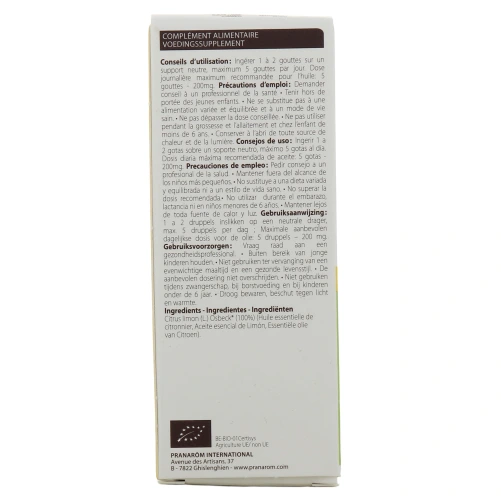 Pranarom Huile Essentielle Citronnier Bio