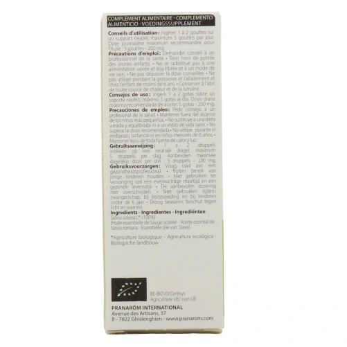 Pranarom Huile Essentielle Sauge Sclarée