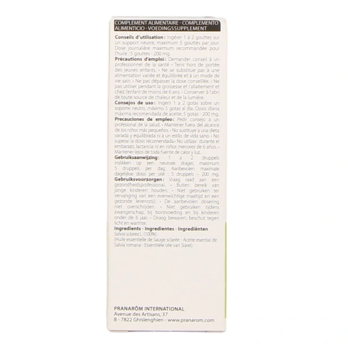 Pranarom Huile Essentielle Sauge Sclarée