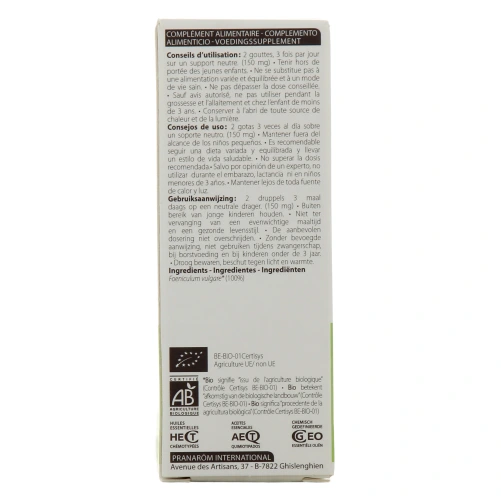 Pranarom Huile essentielle Fenouil Bio