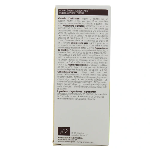 Pranarom Huile Essentielle Citronnelle de Java