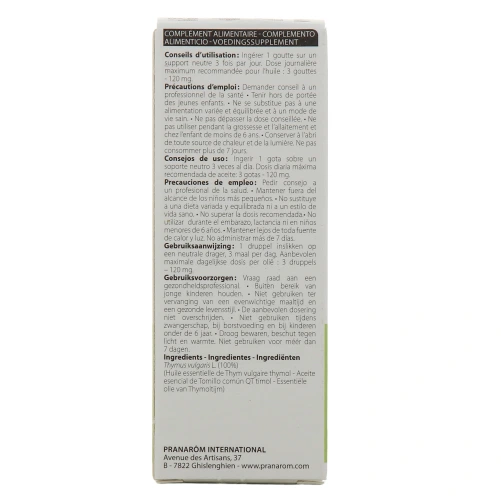 Pranarom Huile Essentielle de Thym à Thymol