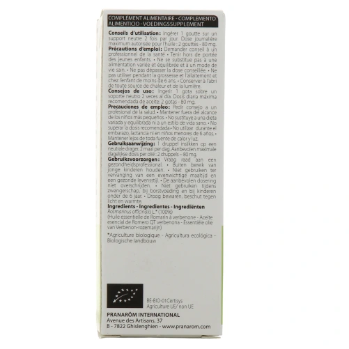 Pranarom huile essentielle romarin à verbénone Bio