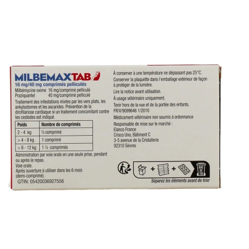 Milbemax Tab Vermifuge Chat