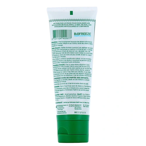 Biofreeze Gel Action Antalgique par le Froid