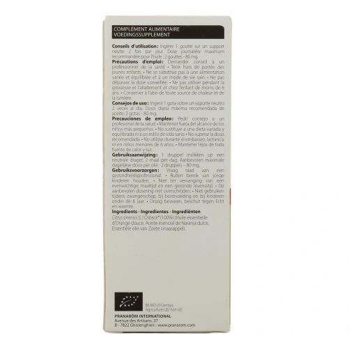 Pranarom Huile Essentielle Orange Douce Bio