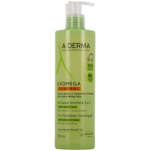 A-Derma Exomega Control Gel Lavant Émollient 2 en 1 Anti-Grattage