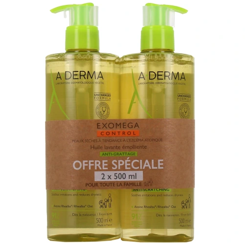 Exomega Control Huile Lavante Émolliente Anti-Grattage
