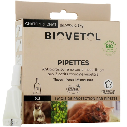 Biovetol Antiparasitaire Pipettes Chaton / Chat
