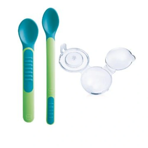MAM Cuillère thermosensible + étui de transport +6 mois lot de 2