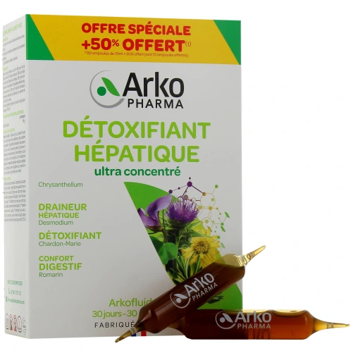 Détoxifiant Hépatique Arkofluides formule plus concentrée ampoules