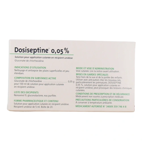 Dosiseptine 0,05% Solution Antiseptique en unidoses