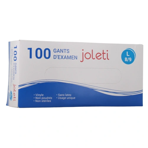 Gants d'Examen en Vinyle non poudrés Joleti