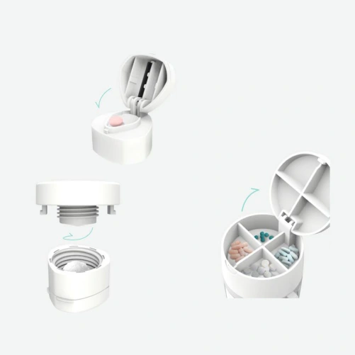 Gourde avec Pilulier, Broyeur et Coupe-comprimé