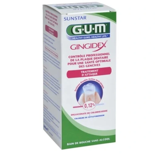 Gum Gingidex Bain de bouche 0,12 % Traitement d'Attaque
