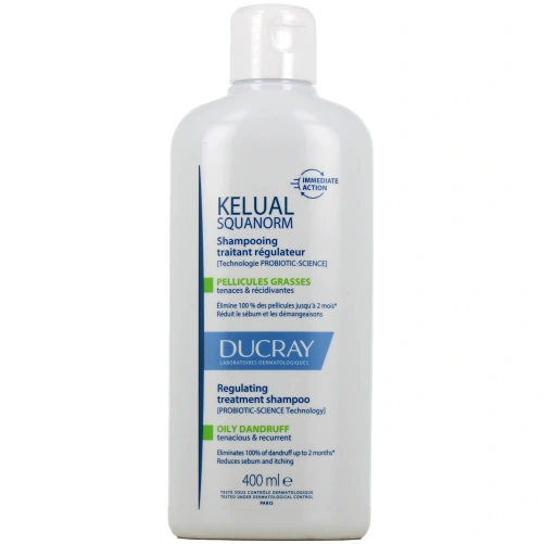Ducray Kelual Squanorm Shampooing Traitant Régulateur Pellicules Grasses