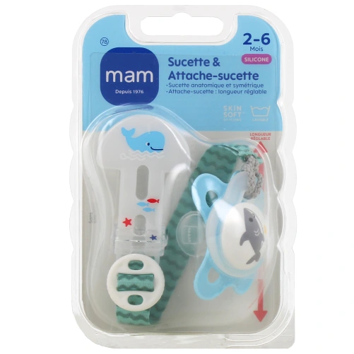MAM Kit Sucette silicone avec attache-sucettes 2-6 mois