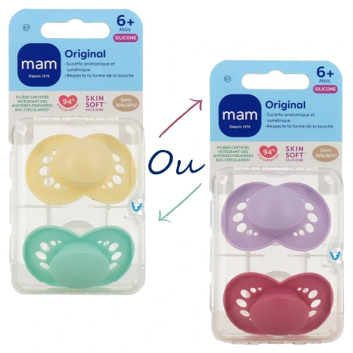 MAM Original Sucettes Anatomiques Silicone 6 Mois et +