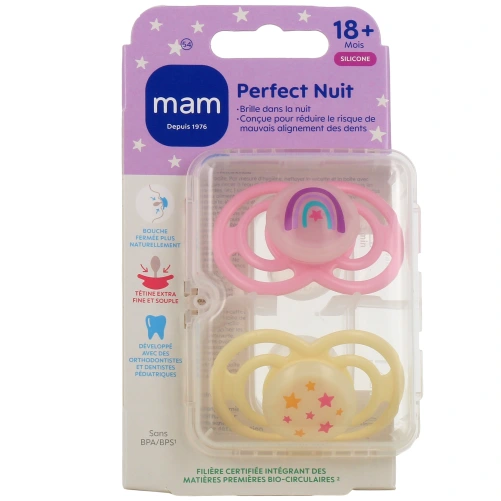 MAM Perfect Nuit Sucettes Silicone 18 mois et +