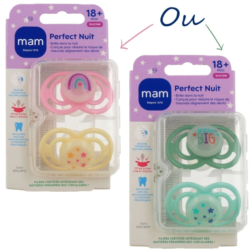 MAM Perfect Nuit Sucettes Silicone 18 mois et +
