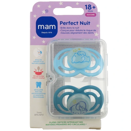 MAM Perfect Nuit Sucettes Silicone 18 mois et +
