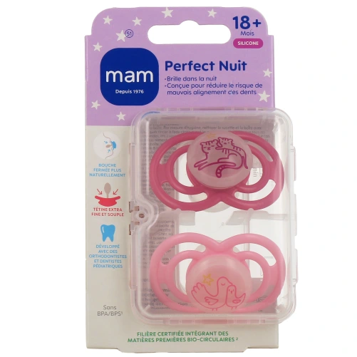 MAM Perfect Nuit Sucettes Silicone 18 mois et +