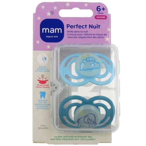 MAM Perfect Nuit Sucettes Silicone 6 mois et +