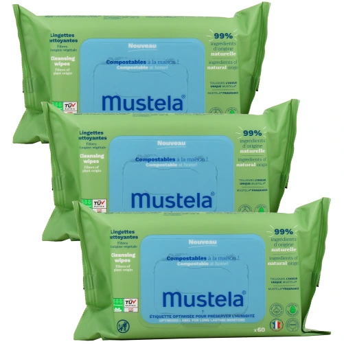 Mustela Lingettes Nettoyantes Visage, Mains et Siège