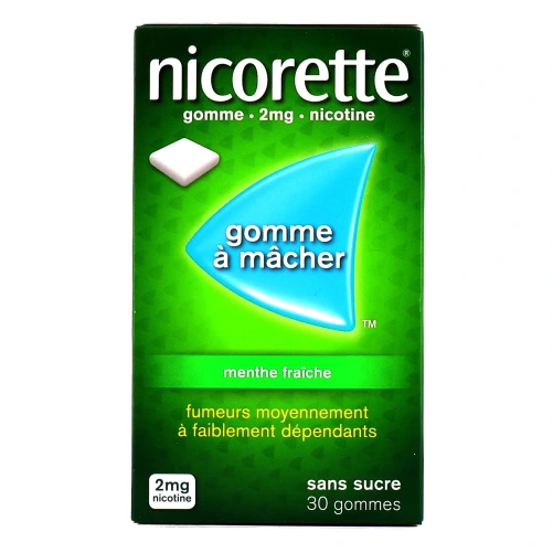 Nicorette gommes 2 mg sans sucre