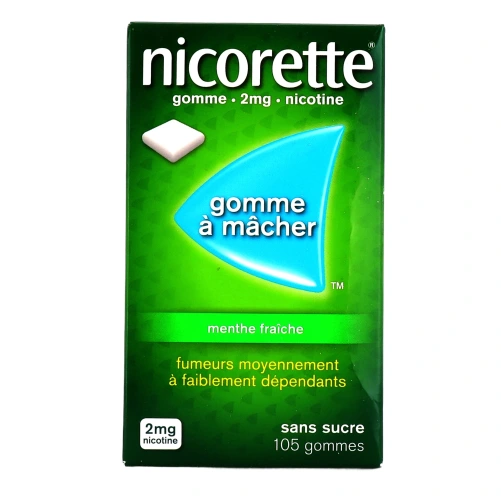 Nicorette gommes 2 mg sans sucre