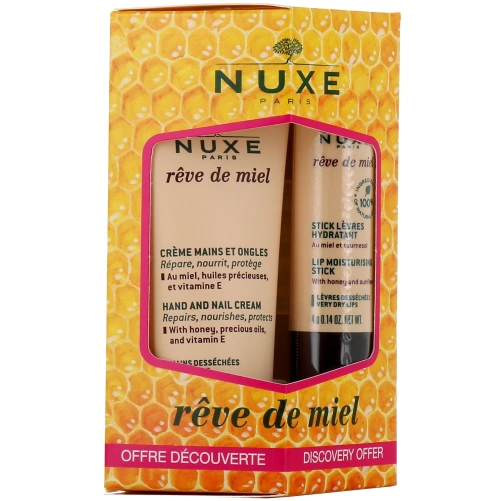 Nuxe Rêve de Miel Crème Mains et Ongles + Stick Lèvres Hydratant