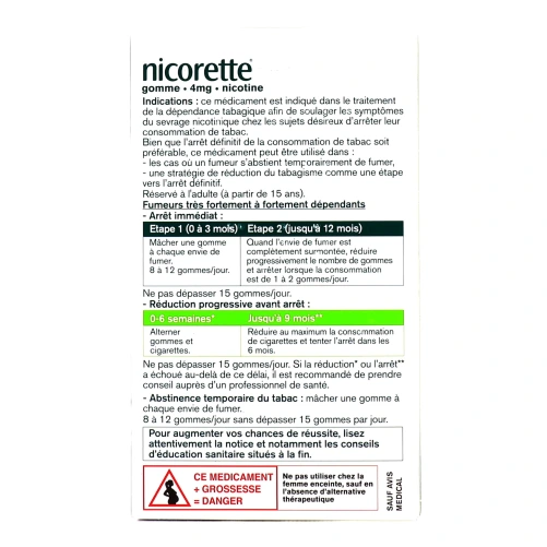 Nicorette gommes 4 mg sans sucre