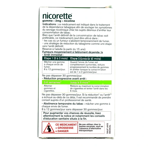 Nicorette gommes 2 mg sans sucre