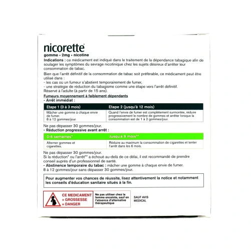 Nicorette gommes 2 mg sans sucre