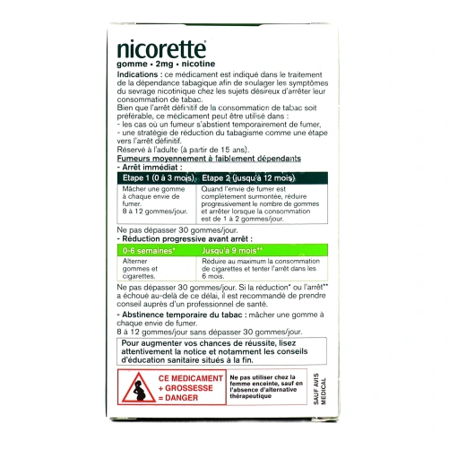 Nicorette gommes 2 mg sans sucre