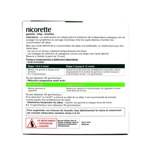 Nicorette gommes 2 mg sans sucre
