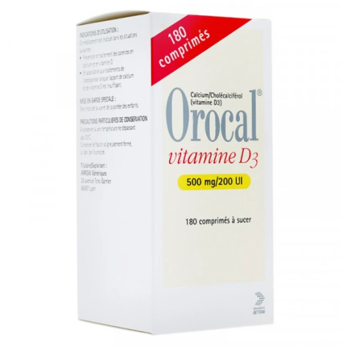 Orocal Vitamine D3 500mg / 200UI Comprimés à sucer