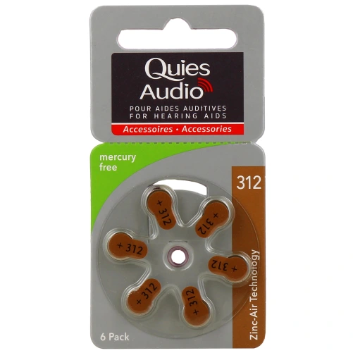 Quies Audio Piles auditives Modèle 312 Batteries pour toutes les aides auditives
