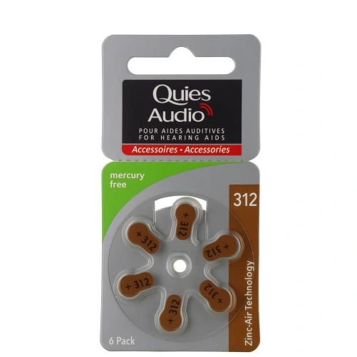 Quies Audio Piles auditives Modèle 312 Batteries pour toutes les aides auditives