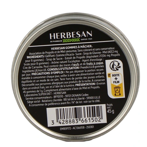 Herbesan Gommes à Mâcher Miel Propolis