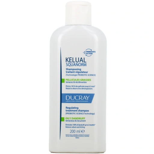 Ducray Kelual Squanorm Shampooing Traitant Régulateur Pellicules Grasses