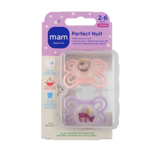 MAM Perfect Nuit Sucettes Silicone 2-6 mois