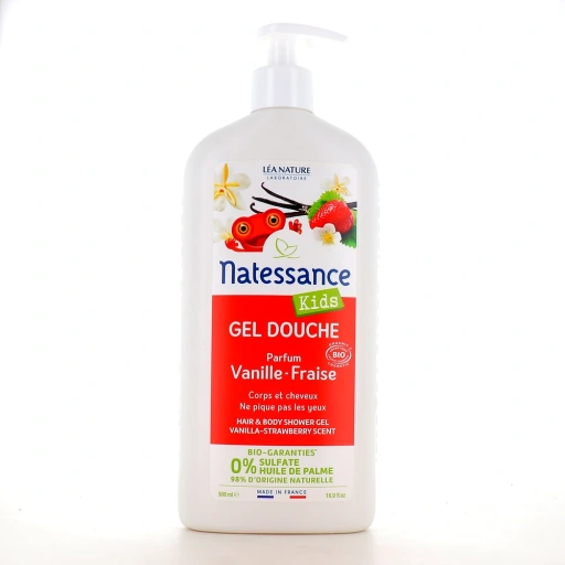 Natessance Kids Bio Gel douche corps et cheveux Vanille Fraise
