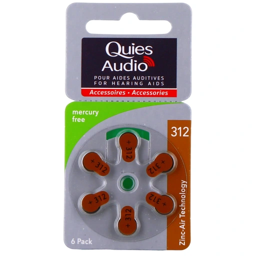 Quies Audio Piles auditives Modèle 312 Batteries pour toutes les aides auditives