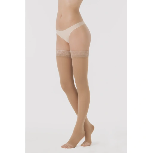 Sigvaris Essentiel Semi Transparent Bas Auto-Fixant Pied Ouvert Classe 3