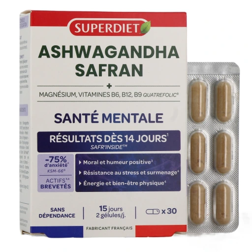 Superdiet Ashwagandha Safran Santé Mentale