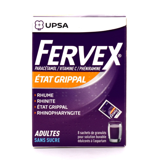 Fervex adulte sans sucre 8 sachets granulés