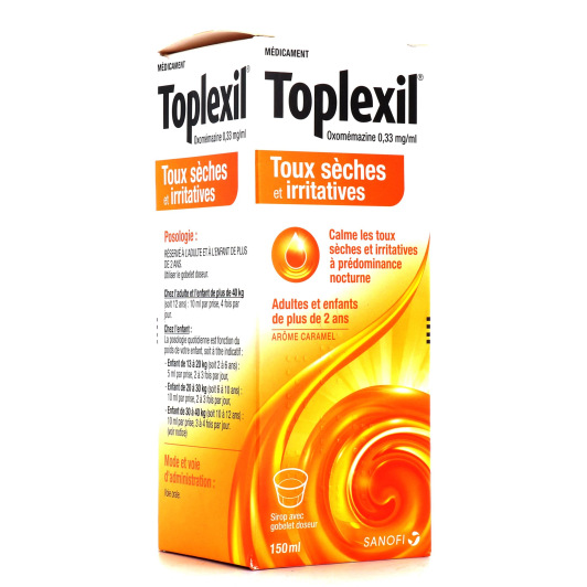 Toplexil toux sèches et irritatives sirop 150 ml caramel