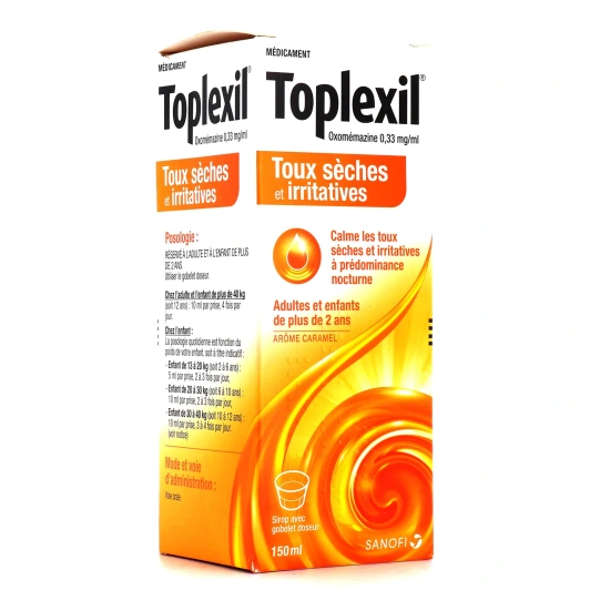 Toplexil toux sèches et irritatives sirop 150 ml caramel